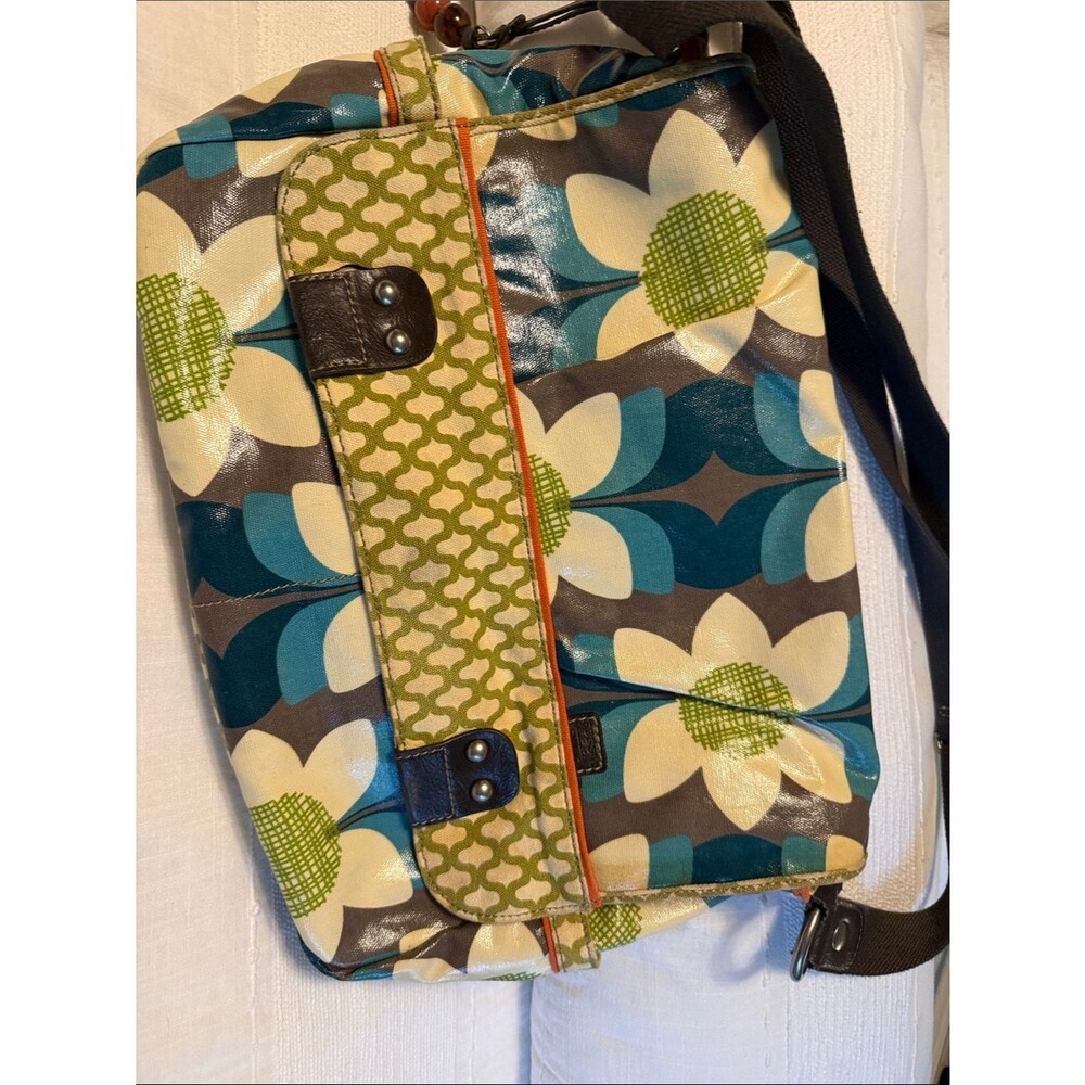 Fossil Floral Crossbody Bag in Teal, Cream & Green